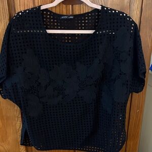 Zara Black Floral Lace Blouse